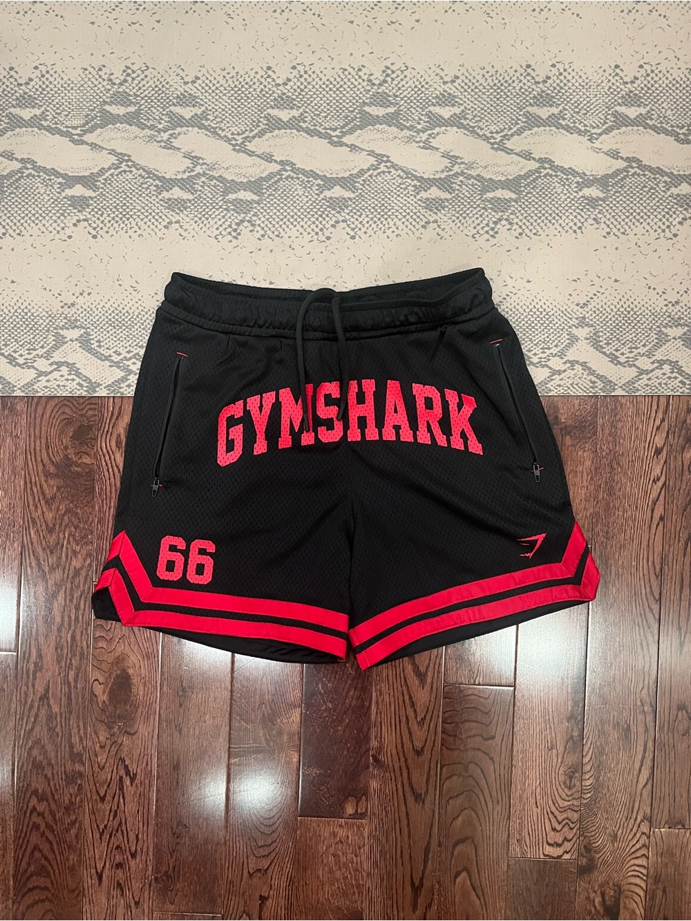 Gymshark Men's Black & Red Campus Mesh Athletic Shorts